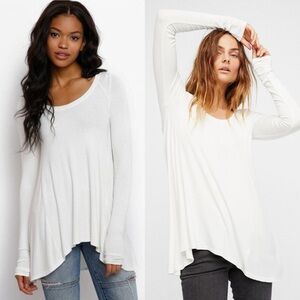 Free People White Long Sleeve Blouse